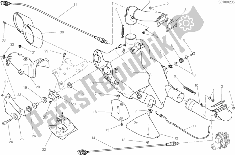 All parts for the Exhaust System of the Ducati Diavel Xdiavel Thailand 1260 2018